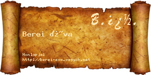 Berei Éva névjegykártya